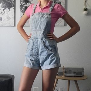 Lightwash denim overalls